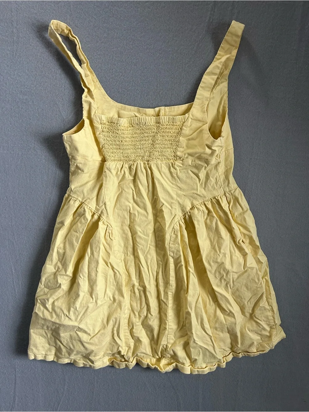 Free People Astrid Oxford Mini Dress Square Neck Butter Yellow Large